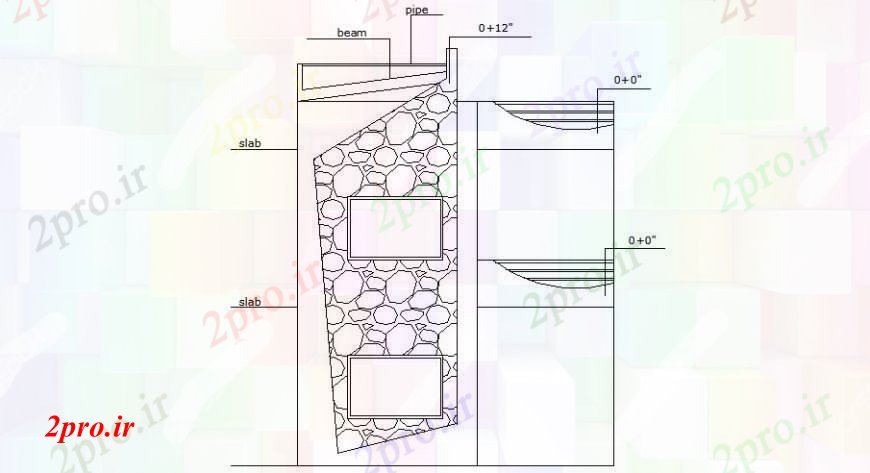 دانلود نقشه مسکونی  ، ویلایی ، آپارتمان  خانه نماات دیوار و دال  (کد109536)