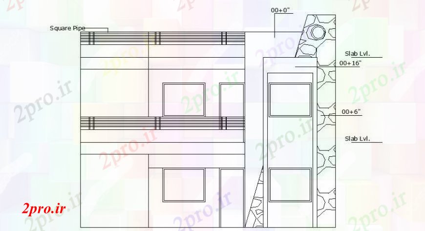 دانلود نقشه مسکونی  ، ویلایی ، آپارتمان  خانه دو سطح تماس  نما طراحی جزئیات (کد109539)