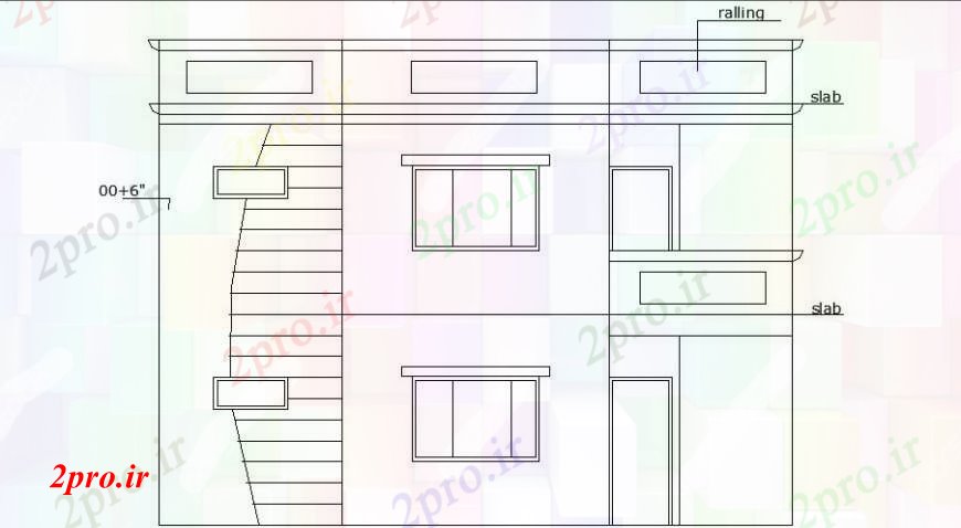 دانلود نقشه مسکونی  ، ویلایی ، آپارتمان  خانواده خانه مقابل نما طراحی جزئیات (کد109540)