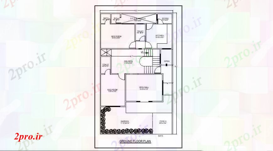 دانلود نقشه مسکونی  ، ویلایی ، آپارتمان  جزئیات طرحی طبقه همکف خانه مسکونی (کد109541)