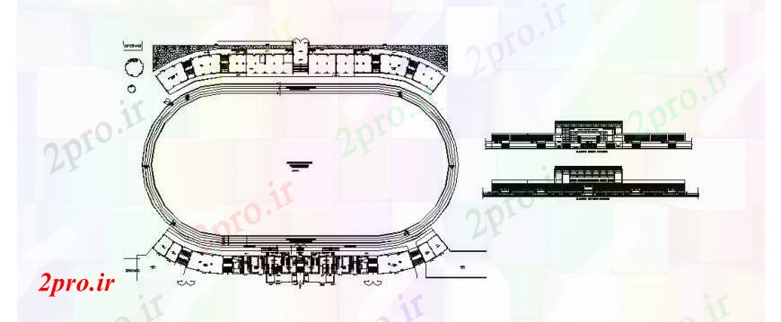 دانلود نقشه ورزشگاه ، سالن ورزش ، باشگاه نما ورزشگاه کریکت، بخش و طرحی های (کد109552)