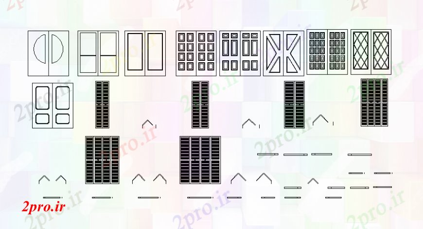 دانلود نقشه جزئیات طراحی در و پنجره  درب مدل بلوک های  (کد109563)