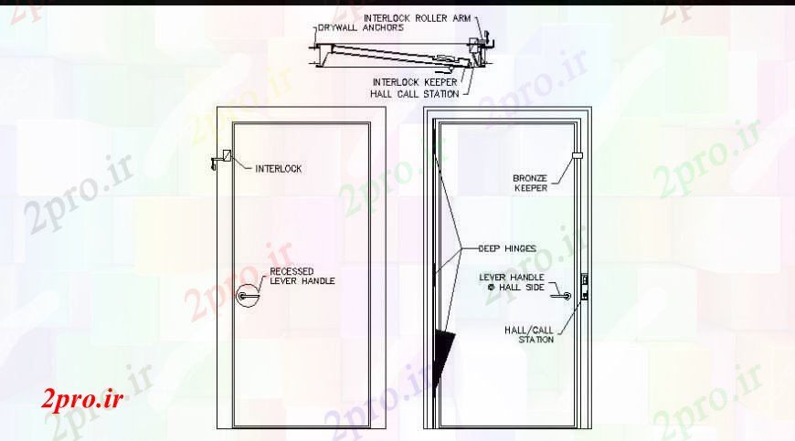 دانلود نقشه جزئیات طراحی در و پنجره  بخشی نمای  درب (کد109595)