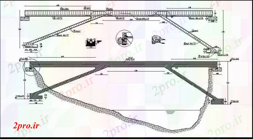 دانلود نقشه جزئیات ساخت پل پروژه ساخت و ساز پل  دو بعدی  (کد109667)