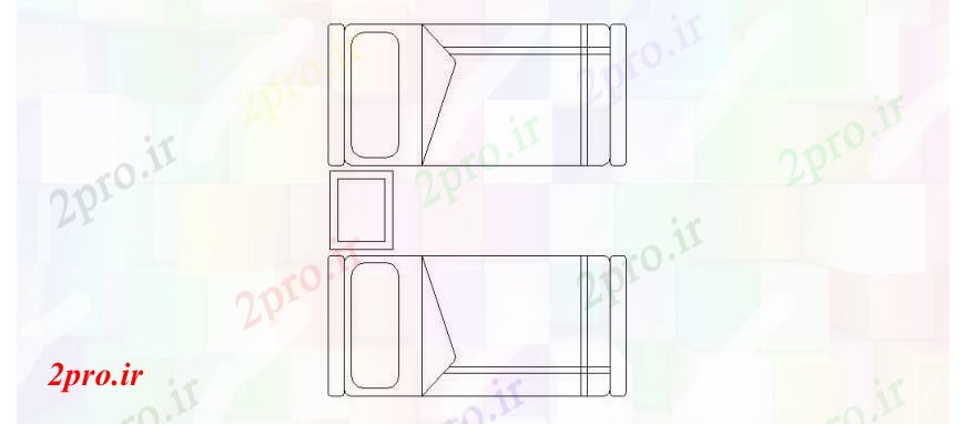 دانلود نقشه بلوک مبلمان دو بلوک های تک تراز بستر را با اطلاعات طراحی جدول  (کد109679)