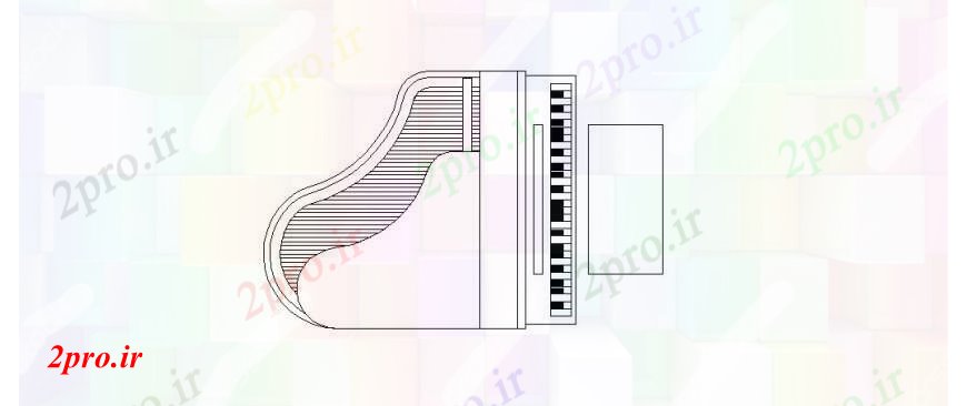 دانلود نقشه میز و صندلی پویا  جزئیات بالا نما جدول پیانو (کد109725)