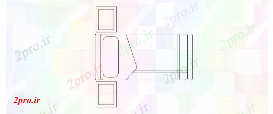 دانلود نقشه بلوک مبلمان تخت تک با دو بلوک جدول طرفه طراحی جزئیات  (کد109799)