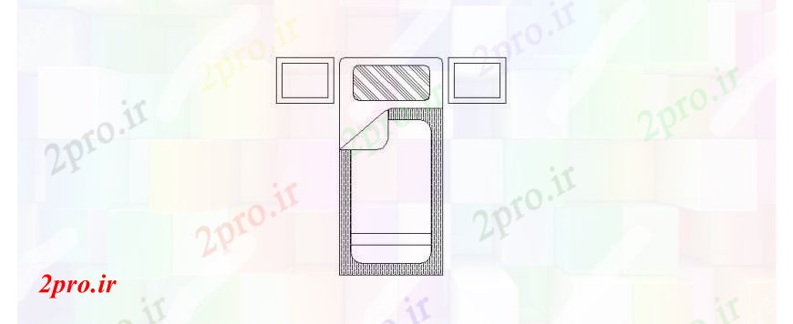 دانلود نقشه بلوک مبلمان تخت تک خلاق با جدول سمت  (کد109801)