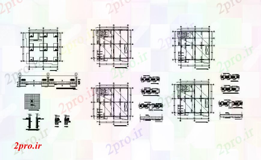 دانلود نقشه طراحی جزئیات ساختار بنیاد طرح، طرحی پوشش تیرها و ساختار سازنده جزئیات (کد109812)