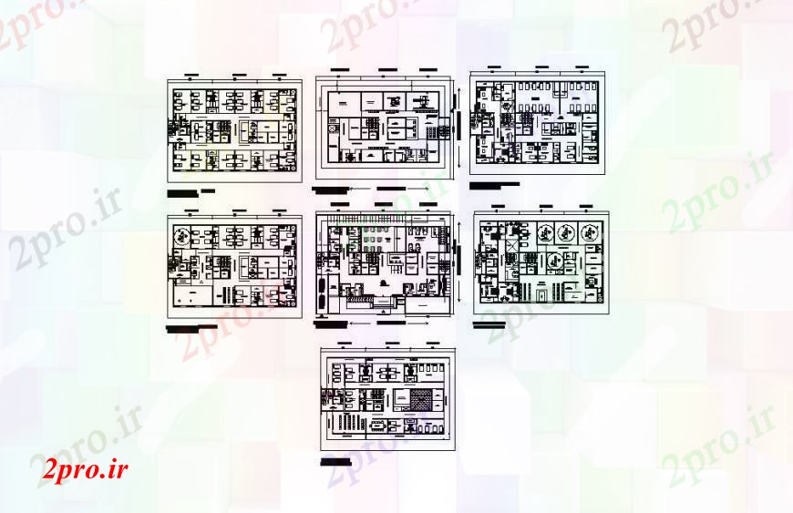 دانلود نقشه بیمارستان - درمانگاه - کلینیک چند دان عمومی طرحی طبقه بیمارستان توزیع طراحی جزئیات 18 در 32 متر (کد109822)