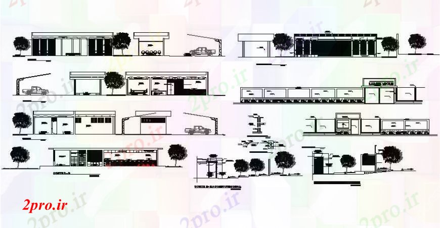 دانلود نقشه ساختمان اداری - تجاری - صنعتی دفتر محلی ساخت تمام نما طرفه و بخش 29 در 58 متر (کد109839)