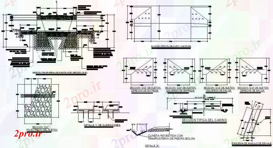 دانلود نقشه جزئیات ساخت پل پل مقطع، ساخت و ساز و ساختار جزئیات  (کد109852)