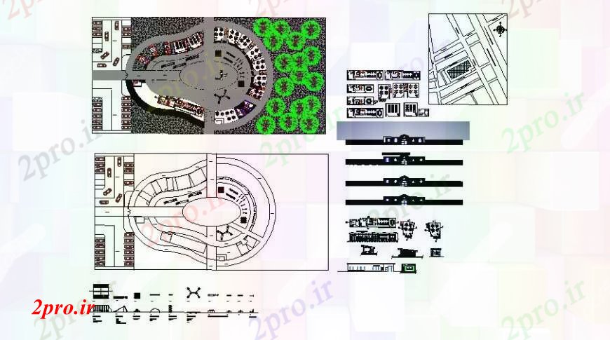 دانلود نقشه باغ نما باغ کودک، بخش و ساختار محوطه سازی جزئیات 50 در 72 متر (کد109858)