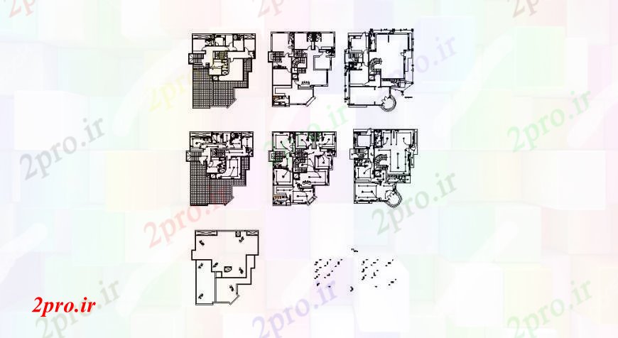 دانلود نقشه مسکونی  ، ویلایی ، آپارتمان  طرحی طبقه، طرحی های الکتریکی طرحی و ساختار جزئیات برای خانه (کد109890)