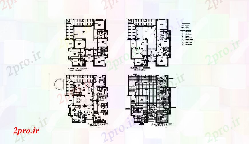 دانلود نقشه مسکونی  ، ویلایی ، آپارتمان  طرحی طبقه خانه یک خانواده با مبلمان  (کد109897)