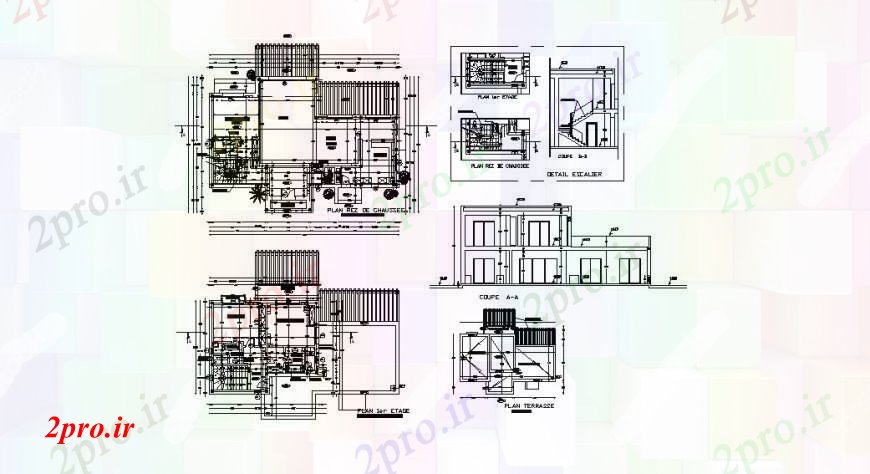 دانلود نقشه مسکونی  ، ویلایی ، آپارتمان  تنها نما خانه خانواده، بخش و طرحی های (کد109899)