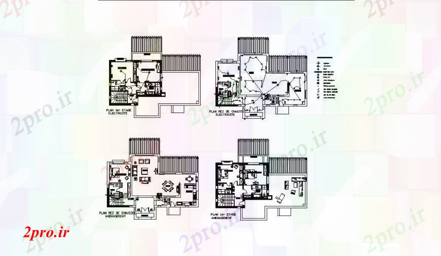 دانلود نقشه مسکونی  ، ویلایی ، آپارتمان  طرحی طبقه خانه مسکونی و طرحی های الکتریکی (کد109901)