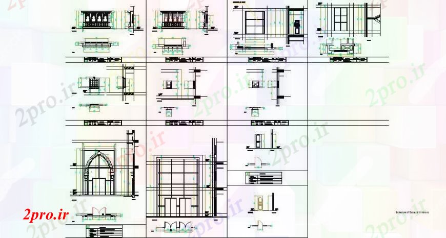 دانلود نقشه جزئیات طراحی در و پنجره  درب و پنجره کلاسیک نما و نصب و راه اندازی را برای هتل ساخت (کد109953)