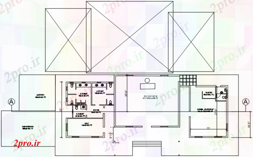 دانلود نقشه ساختمان اداری - تجاری - صنعتی محلی طراحی دفتر و ساختار جزئیات 4 در 10 متر (کد109986)