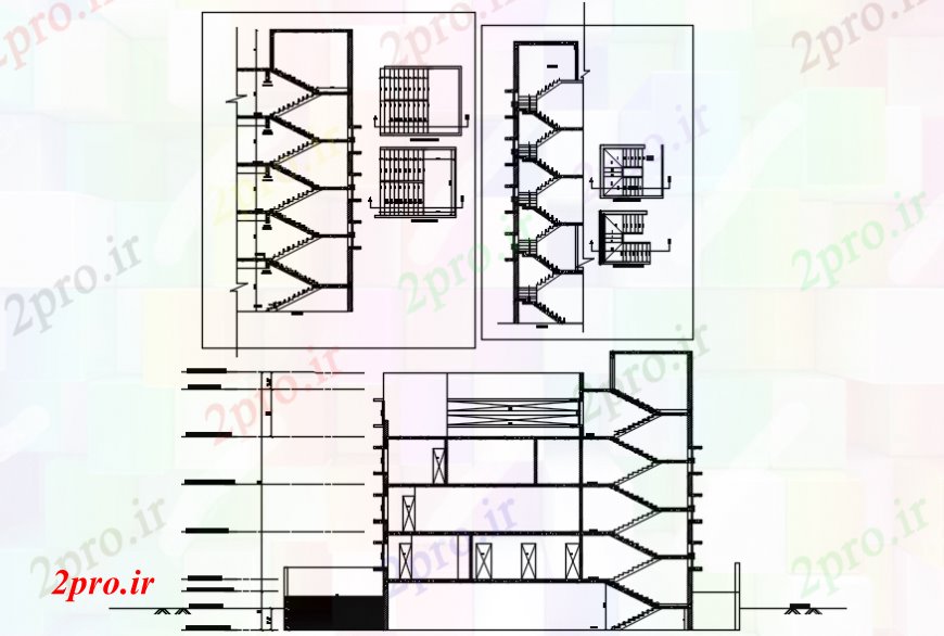 دانلود نقشه جزئیات پله و راه پله   آپارتمان   آپارتمان   راه پله بخش و ساختار سازنده  (کد110007)