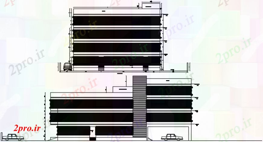 دانلود نقشه مسکونی  ، ویلایی ، آپارتمان  آپارتمان های مسکونی ساخت و نما اصلی و پشت طراحی جزئیات  (کد110009)