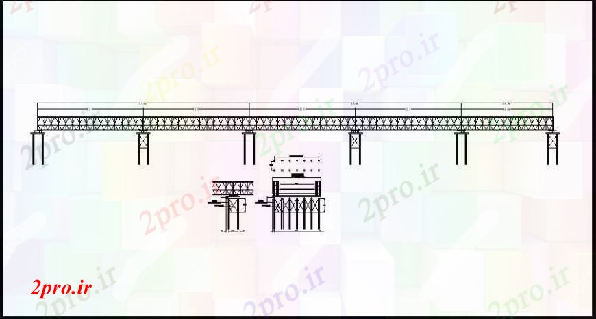 دانلود نقشه جزئیات ساخت پل پروژه ساخت و ساز پل نما دو بعدی  (کد110038)