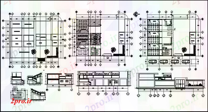 دانلود نقشه ساختمان اداری - تجاری - صنعتی دفتر بزرگ دو بعدی اتاق جلسه 20 در 26 متر (کد110039)