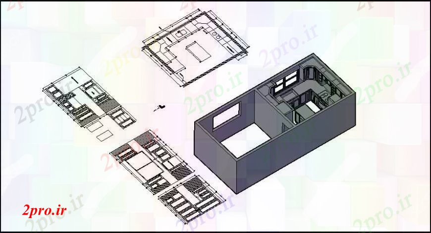 دانلود نقشه آشپزخانه مدل جزئیات Kichen تریدی (کد110048)