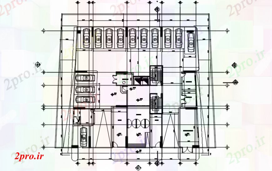 دانلود نقشه مسکونی  ، ویلایی ، آپارتمان  جزئیات پارکینگ طراحی طبقه برای آپارتمان   ساخت و ساز (کد110102)
