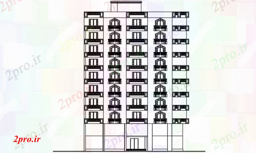 دانلود نقشه مسکونی  ، ویلایی ، آپارتمان  هشت دان آپارتمان   ساخت و ساز  نما اصلی طراحی جزئیات  (کد110108)