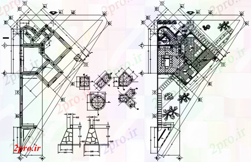 دانلود نقشه مسکونی  ، ویلایی ، آپارتمان  ساده طرحی خانه پایه و اساس و طرحی توزیع جزئیات (کد110133)