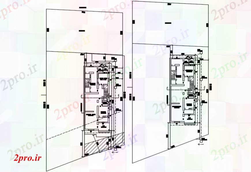 دانلود نقشه مسکونی  ، ویلایی ، آپارتمان  طبقه خانواده خانه زمین تنها و طبقه اول طرح (کد110150)