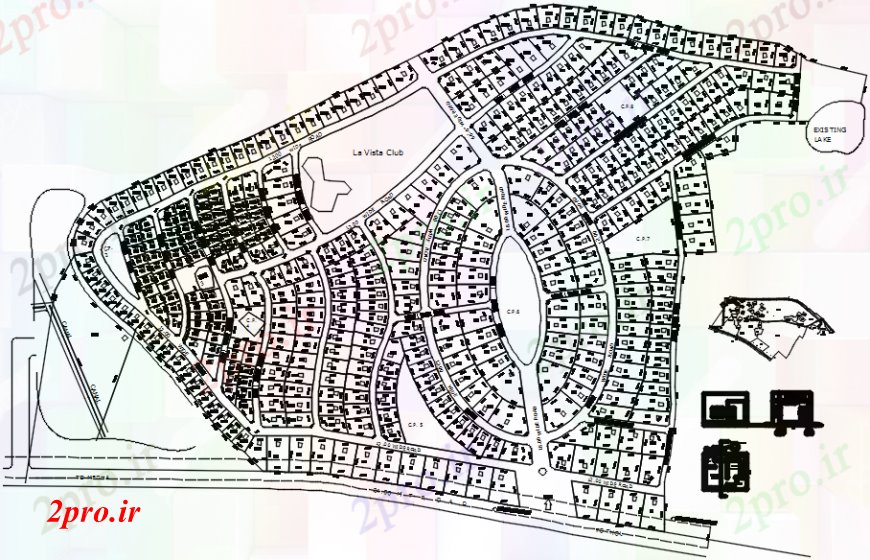 دانلود نقشه جزئیات پروژه های معماری عمومی لا ویستا خانه باشگاه و خانه توطئه جزئیات  (کد110213)
