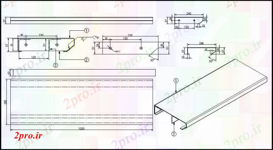 دانلود نقشه جزئیات ساخت و ساز سقف بالا  ساخت و ساز (کد110225)