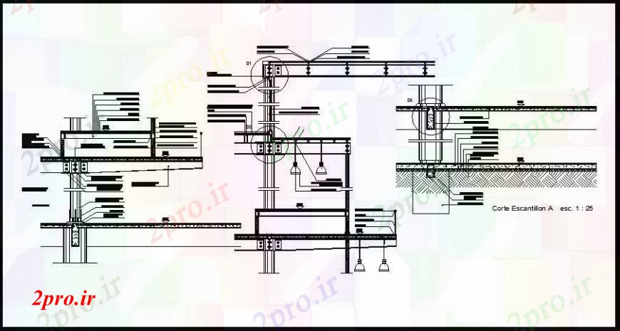 دانلود نقشه جزئیات ساخت و ساز بخش از سایت ساخت و ساز (کد110228)