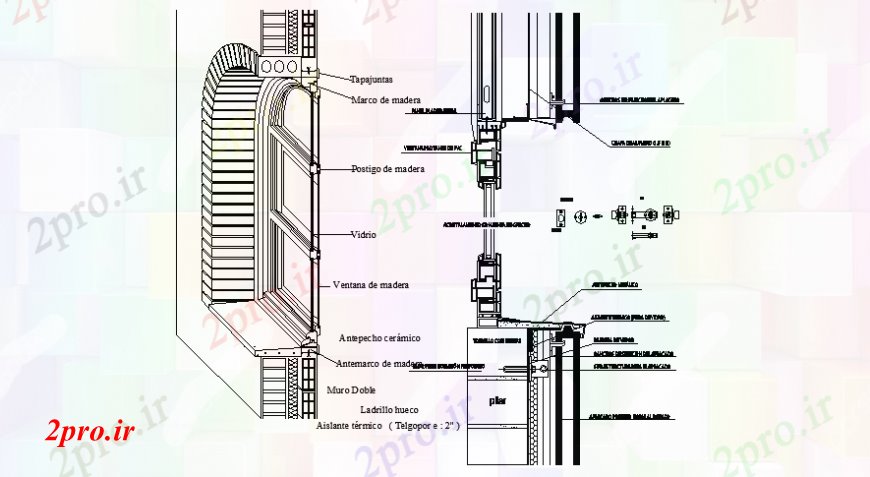 دانلود نقشه جزئیات طراحی در و پنجره  مدل نوع بان جزئیات پنجره (کد110414)