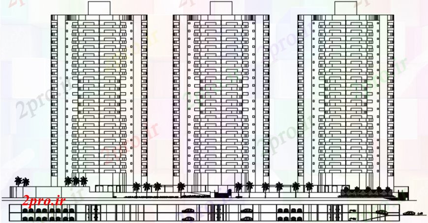 دانلود نقشه مسکونی  ، ویلایی ، آپارتمان  چند آشنا بلوک های ساختمان های مسکونی نما  مقابل (کد110465)