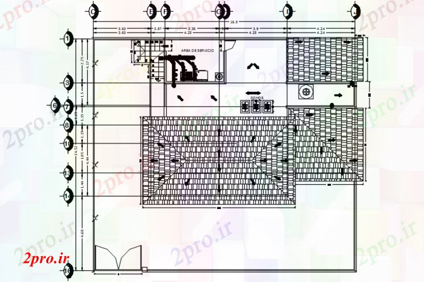 دانلود نقشه مسکونی  ، ویلایی ، آپارتمان  ساختار خانه طرحی فریم طبقه بالا جزئیات (کد110482)