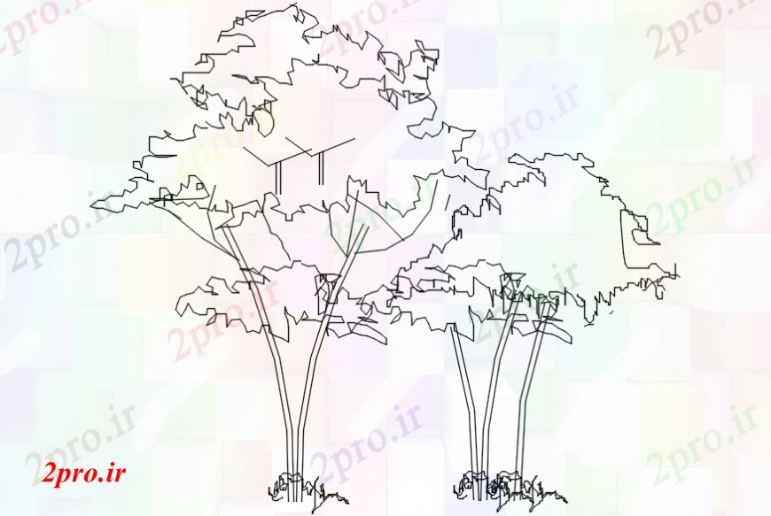 دانلود نقشه درختان و گیاهان دو درخت وحشی نما  (کد110526)