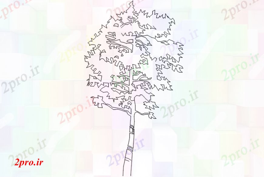 دانلود نقشه درختان و گیاهان تنها نما درخت مشترک دو بعدی  مسدود طراحی جزئیات  (کد110529)