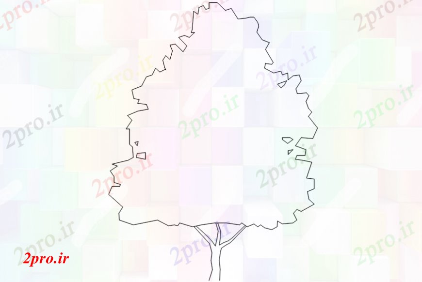 دانلود نقشه درختان و گیاهان درخت باغ  مشترک نما دو بعدی  جزئیات طراحی بلوک  (کد110539)