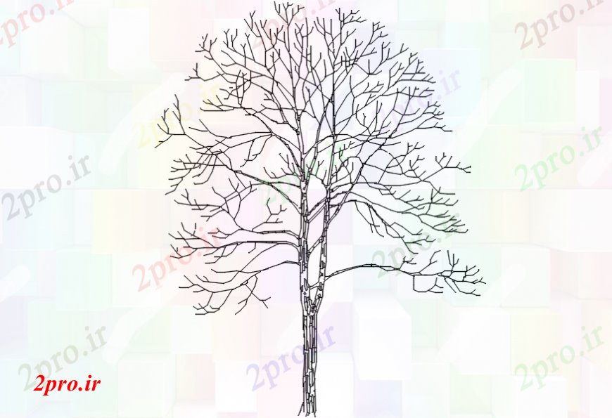 دانلود نقشه درختان و گیاهان نما درخت طراحی بلوک جزئیات  سبز متداول (کد110549)