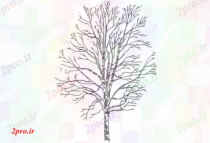 دانلود نقشه درختان و گیاهان درخت سبز مشترک بلوک نما دو بعدی  طراحی جزئیات  (کد110550)