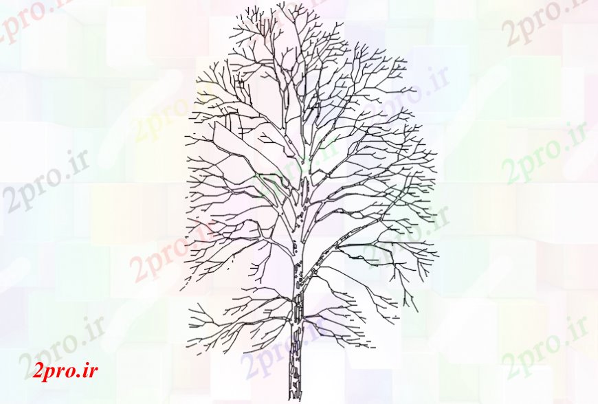 دانلود نقشه درختان و گیاهان بلوک باغ  ساده نما درخت جزئیات (کد110551)