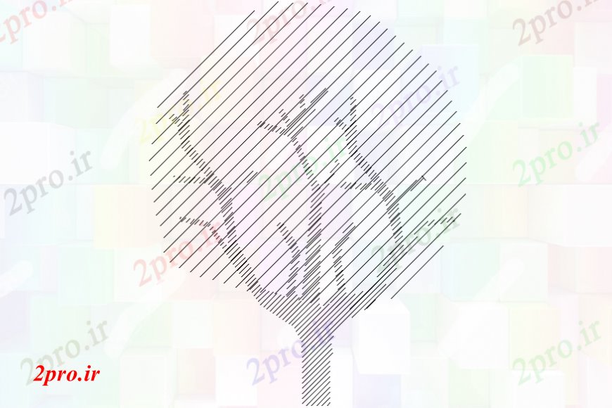 دانلود نقشه درختان و گیاهان درخت مشترک مقابل بلوک نما طراحی جزئیات (کد110554)