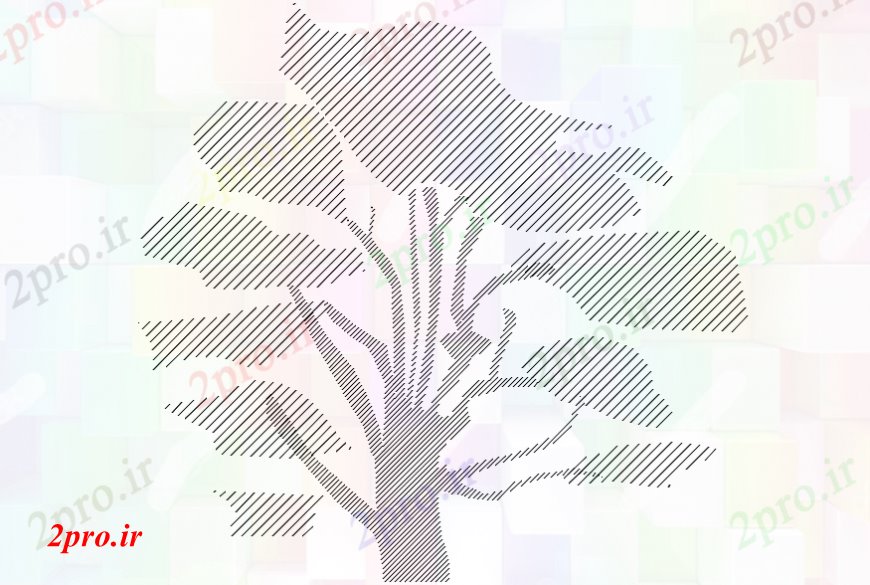 دانلود نقشه درختان و گیاهان درخت شکل بلوک نما طراحی جزئیات  (کد110555)