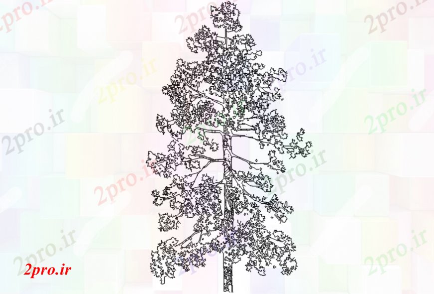 دانلود نقشه درختان و گیاهان باغ  مشترک نما درخت بلوک دو بعدی  جزئیات (کد110562)