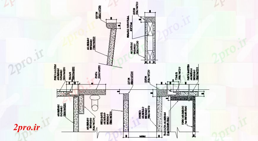 دانلود نقشه طراحی جزئیات ساختار بنیاد مدل جزئیات مقطعی (کد110593)