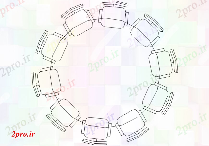 دانلود نقشه بلوک مبلمان نفره میز ناهار خوری (کد110633)