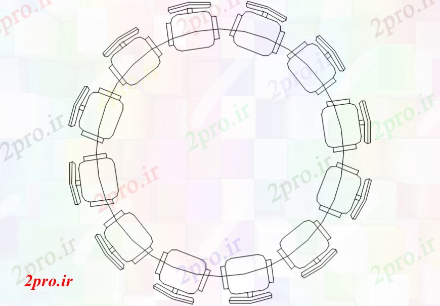 دانلود نقشه بلوک مبلمان میز ناهار خوری نفره (کد110635)